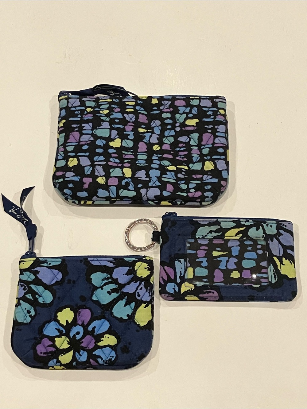 Vera Bradley | Quilted Navy Floral Compact Wallet Trio